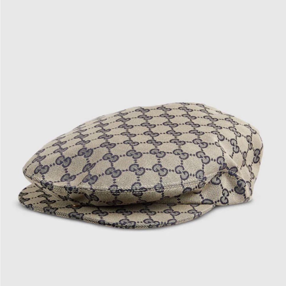 Gucci Original GG Canvas Flat Cap Beige and Blue